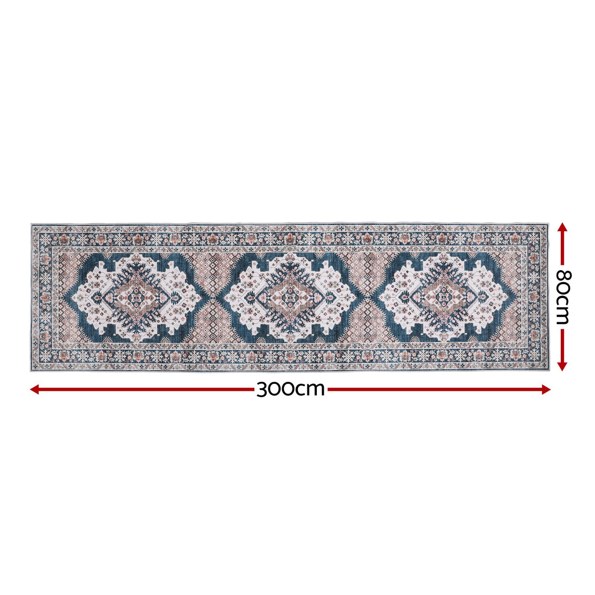 80 x 300 cm Ultra-Thin Washable Runner Area Rug Bohemian Medallion Carpet