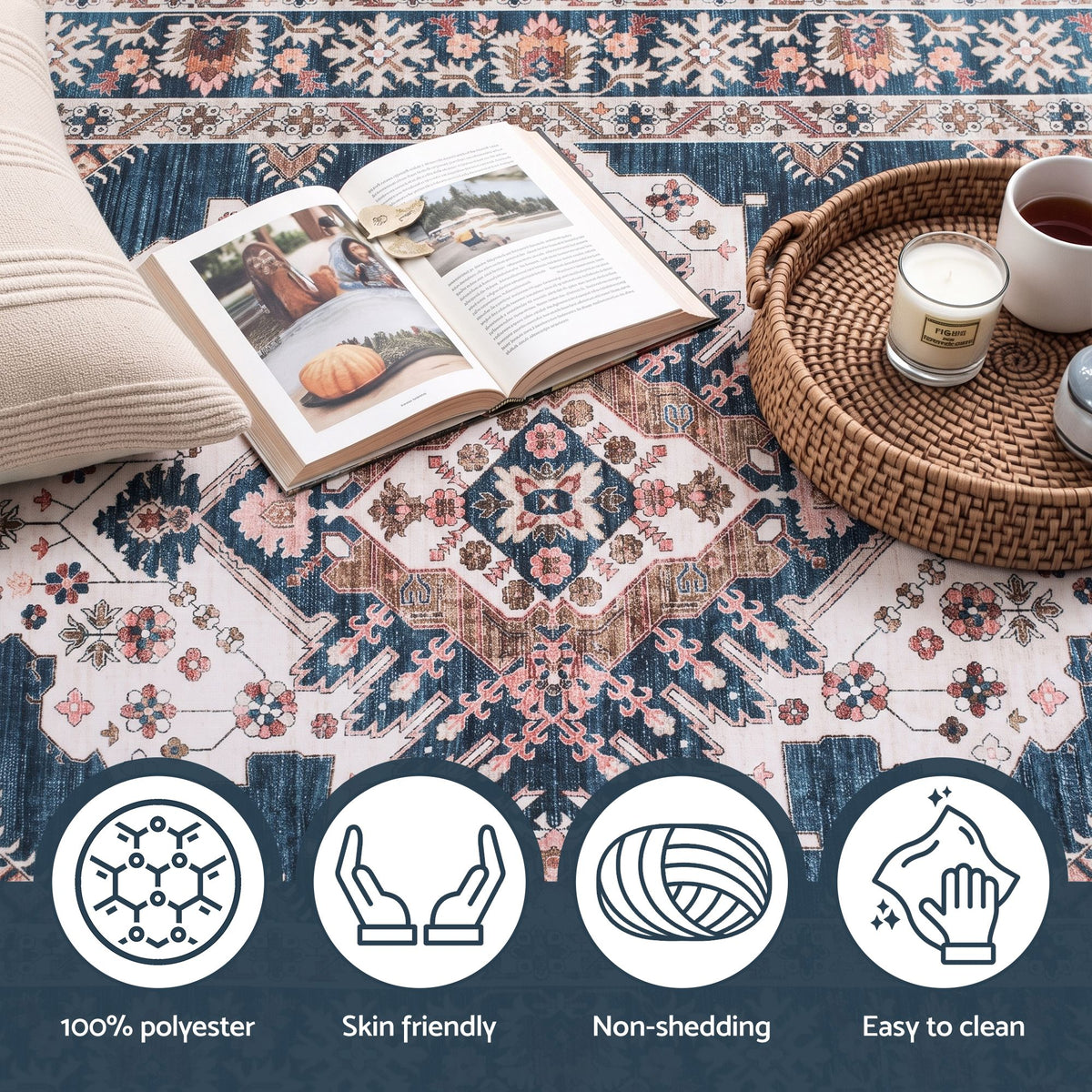 80 x 300 cm Ultra-Thin Washable Runner Area Rug Bohemian Medallion Carpet