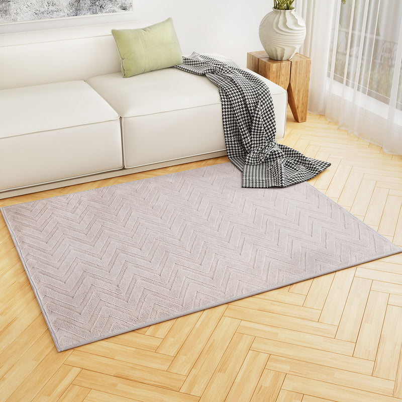 Azul Floor Rug 120x160cm Microfiber Ripple Pattern - Pinky Grey