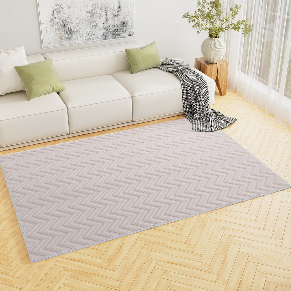 Azul Floor Rug 160x230cm Microfiber Ripple Pattern - Pinky Grey