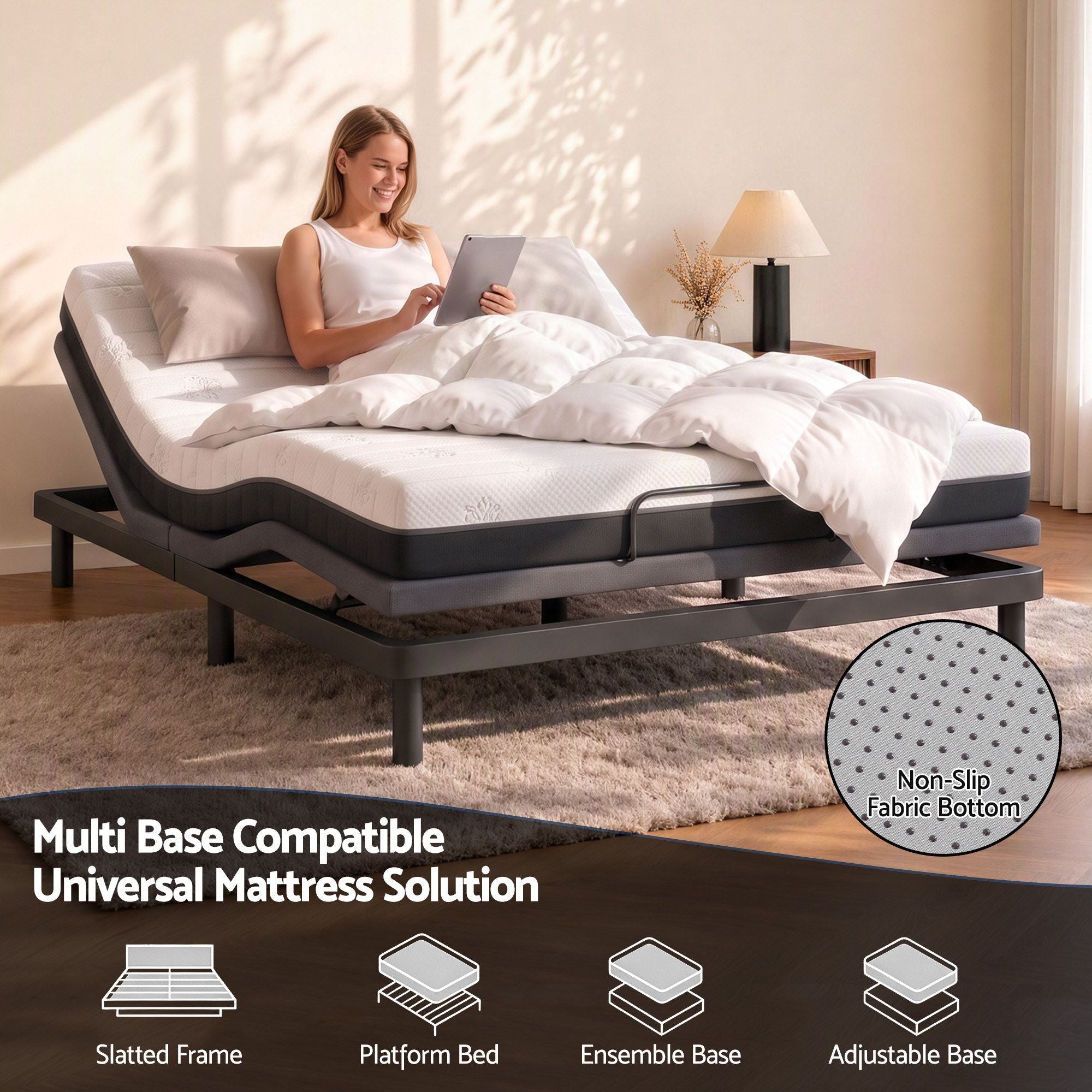 18cm Double Memory Foam Mattress Dual Feel Reversible - Charcoal and White