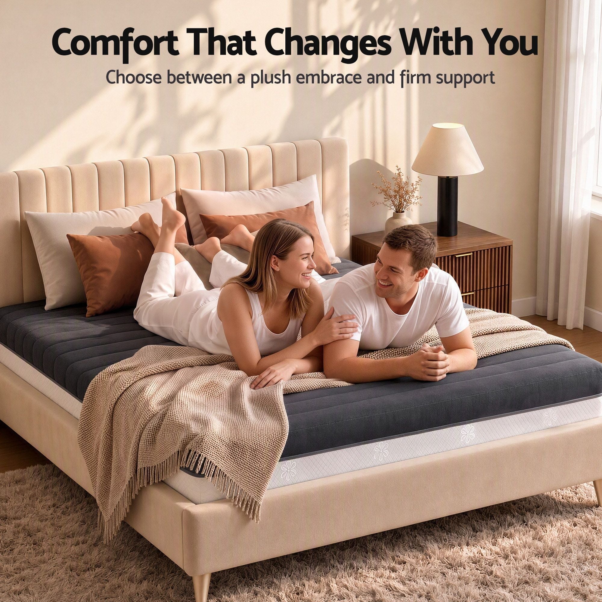 18cm Queen Dual Feel Reversible Memory Foam Mattress - Charcoal