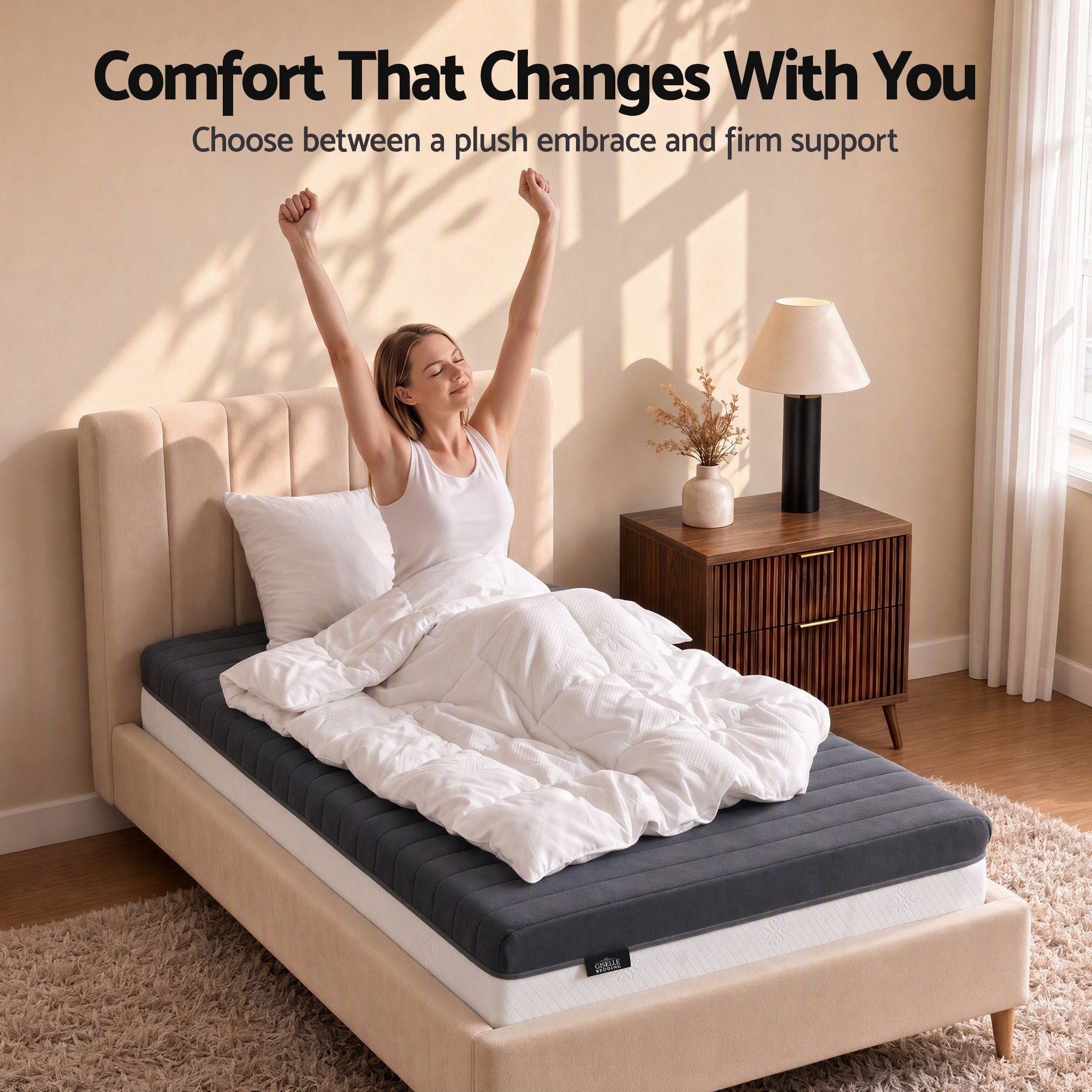18cm Single Dual Feel Reversible Memory Foam Mattress - Charcoal