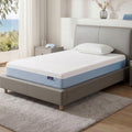 22cm Single Cooling Gel Memory Foam Mattress Medium Firm - White and Blue