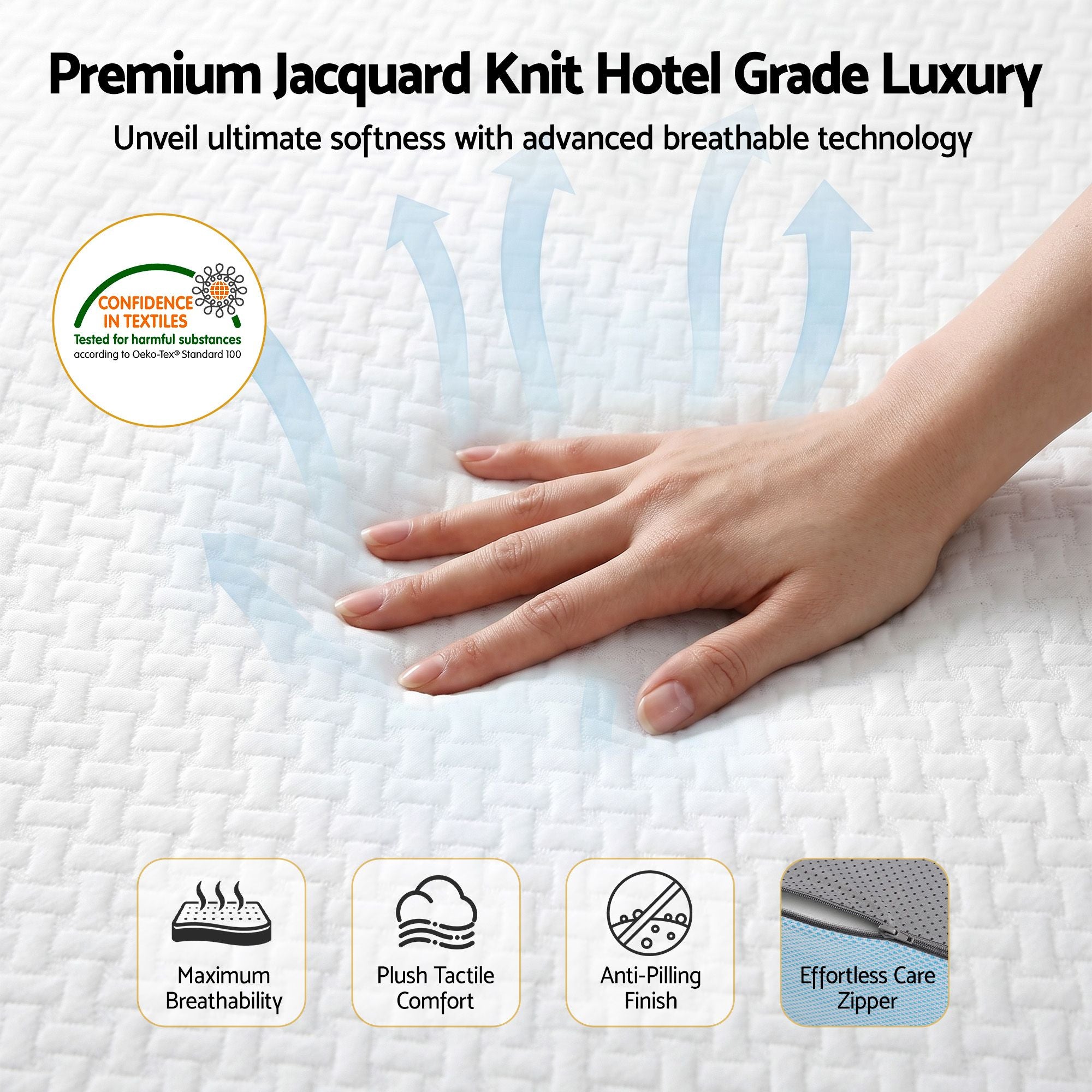 22cm Single Cooling Gel Memory Foam Mattress Medium Firm - White and Blue