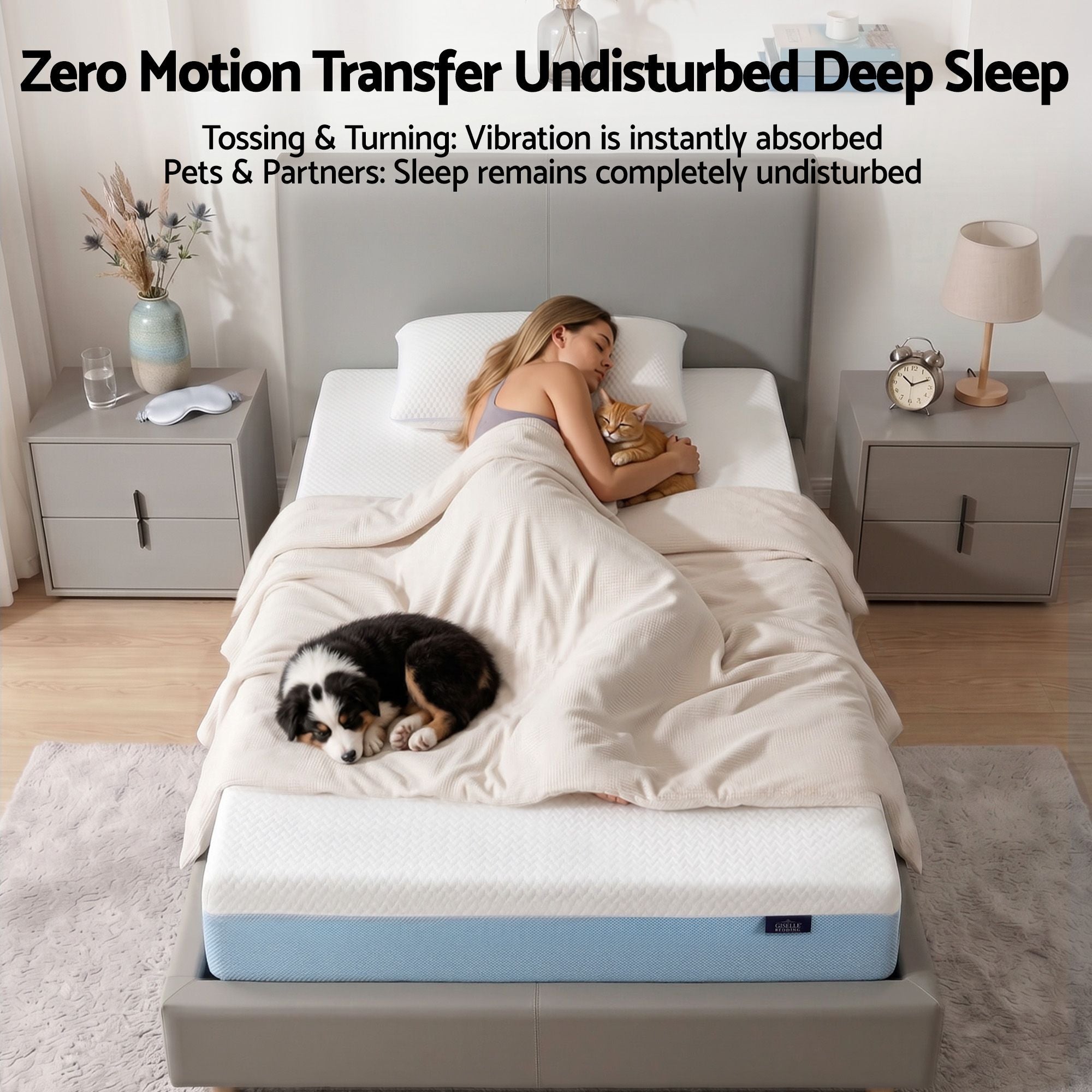 22cm Single Cooling Gel Memory Foam Mattress Medium Firm - White and Blue