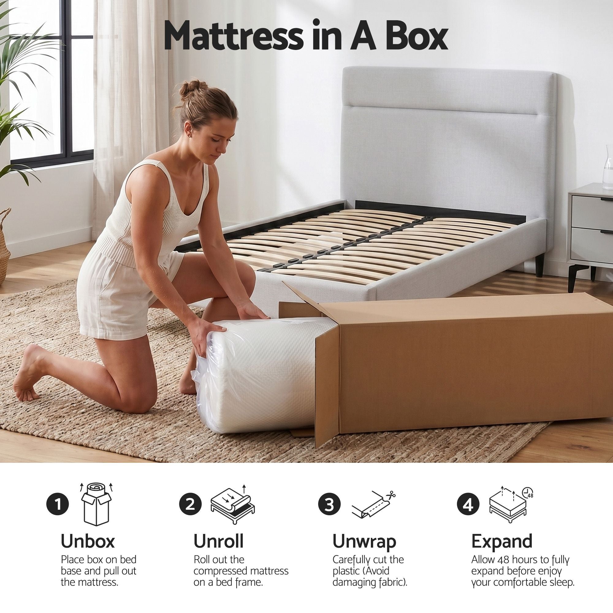 22cm Single Cooling Gel Memory Foam Mattress Medium Firm - White and Blue