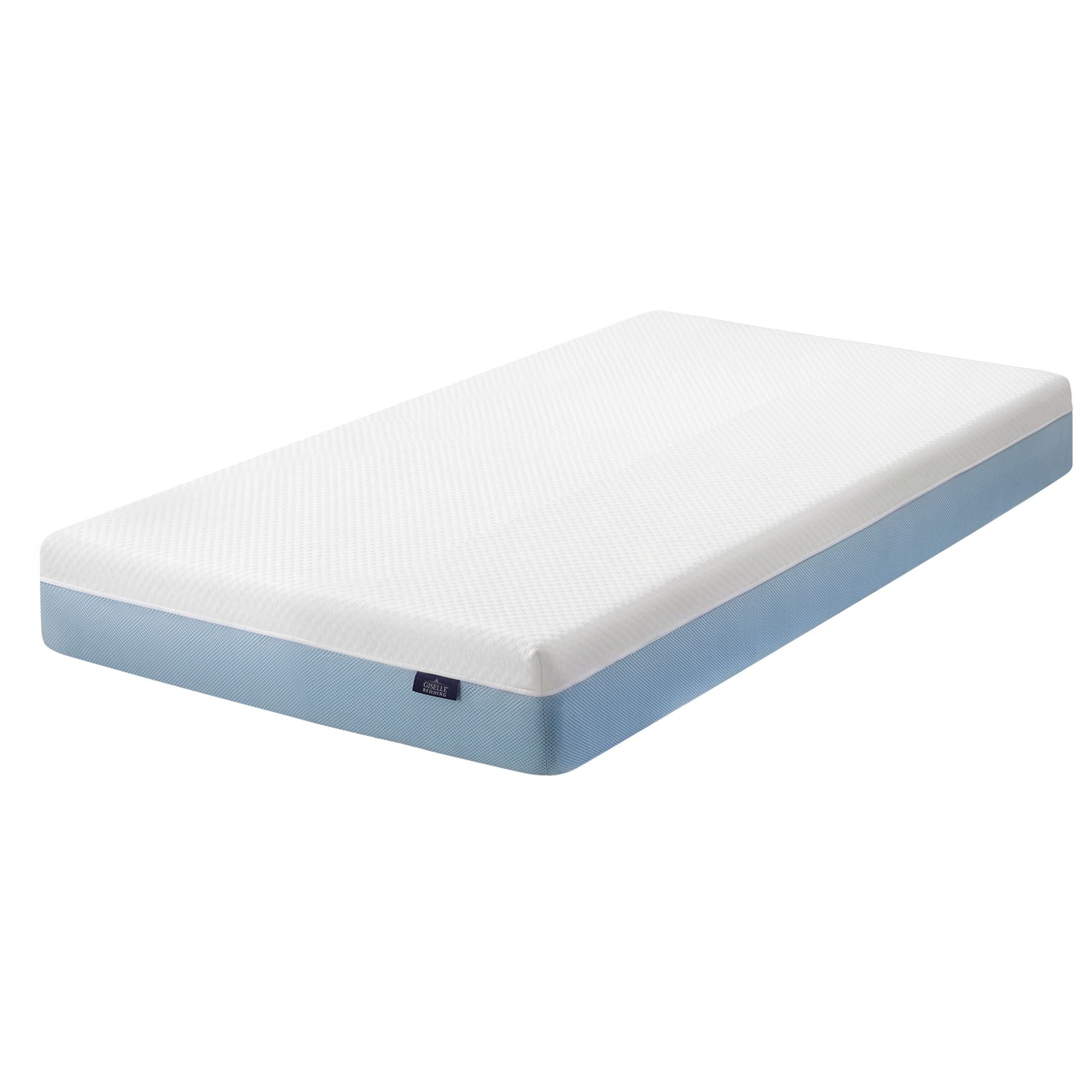 22cm Single Cooling Gel Memory Foam Mattress Medium Firm - White and Blue