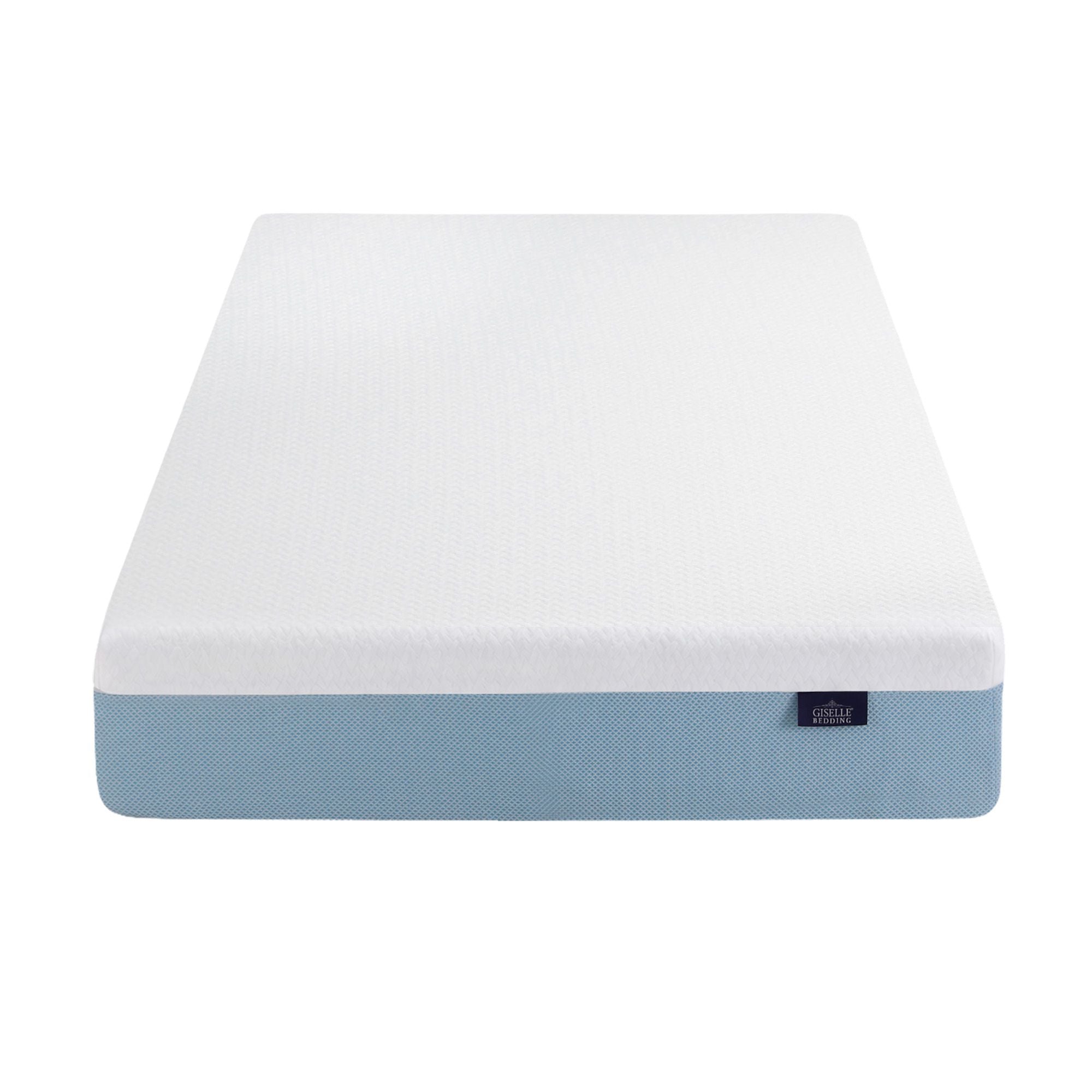 22cm Single Cooling Gel Memory Foam Mattress Medium Firm - White and Blue