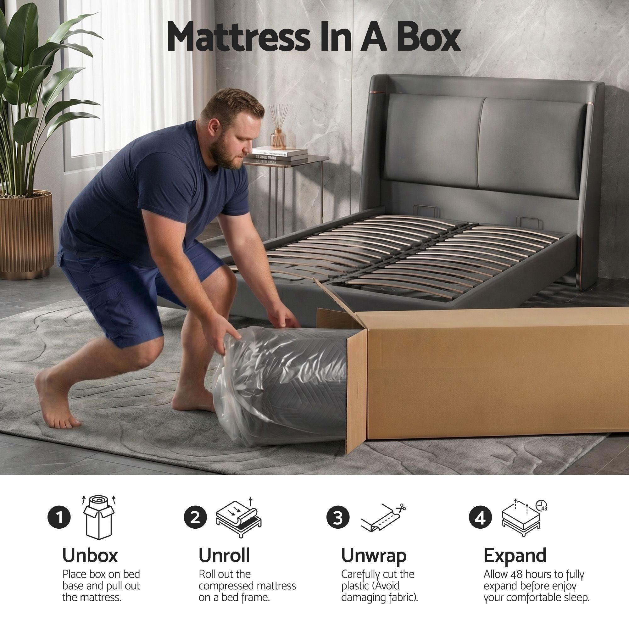 King Single 30cm Medium Firm Cooling Memory Foam Mattress with Gel Comfort - Black