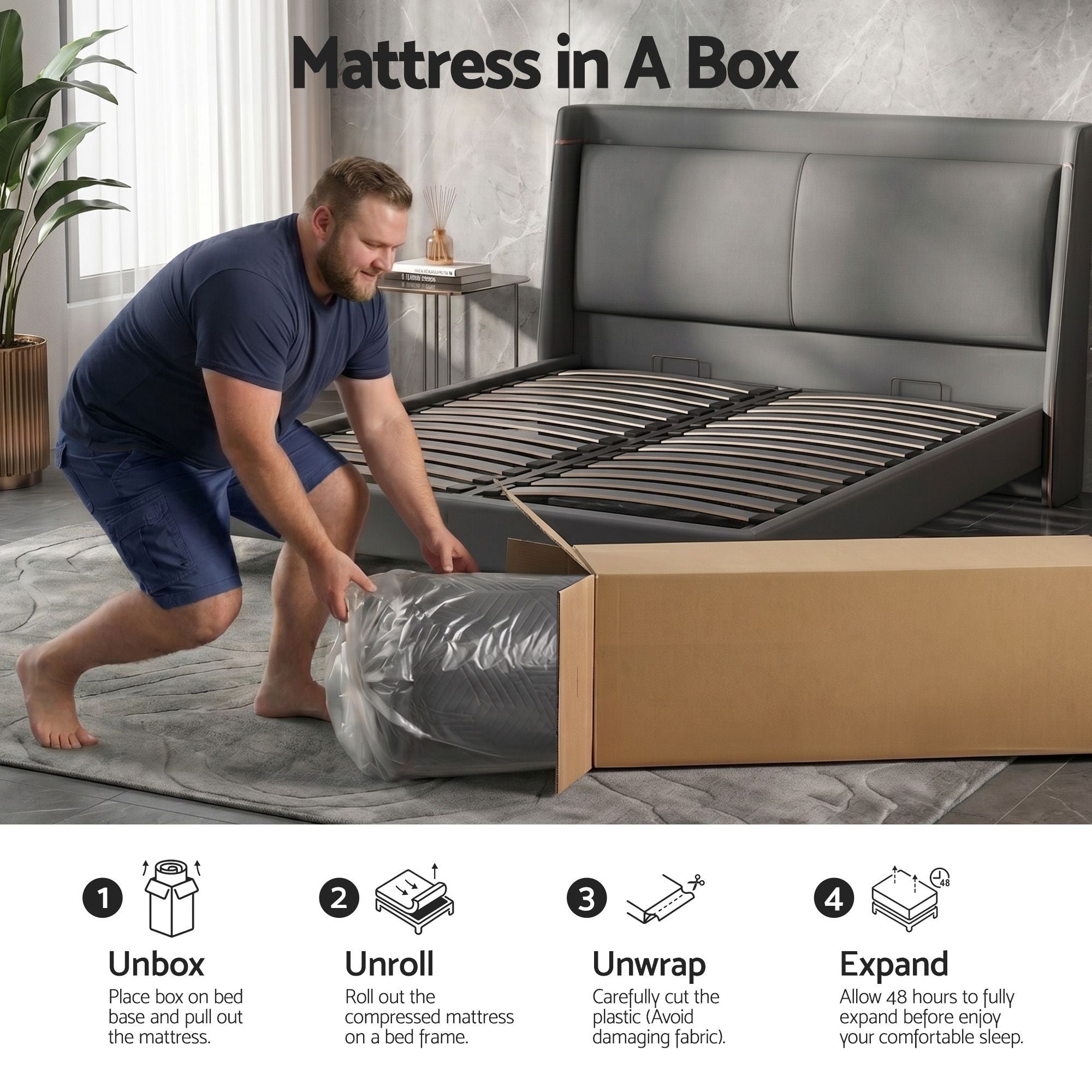 Queen 30cm Medium Firm Cooling Memory Foam Mattress with Gel Comfort - Black