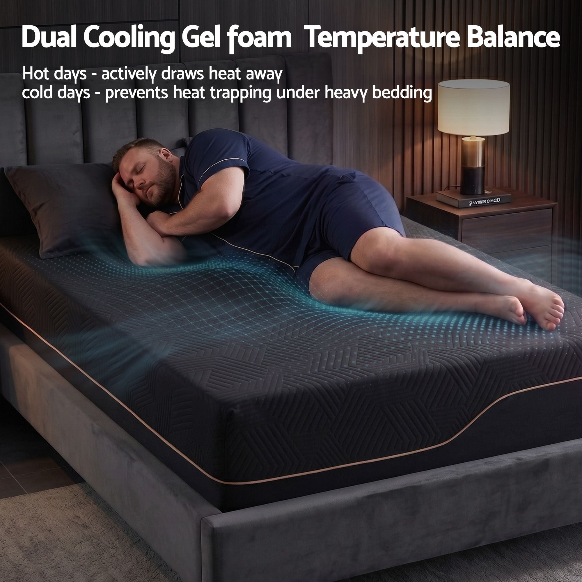 Single 30cm Medium Firm Cooling Memory Foam Mattress with Gel Comfort - Black