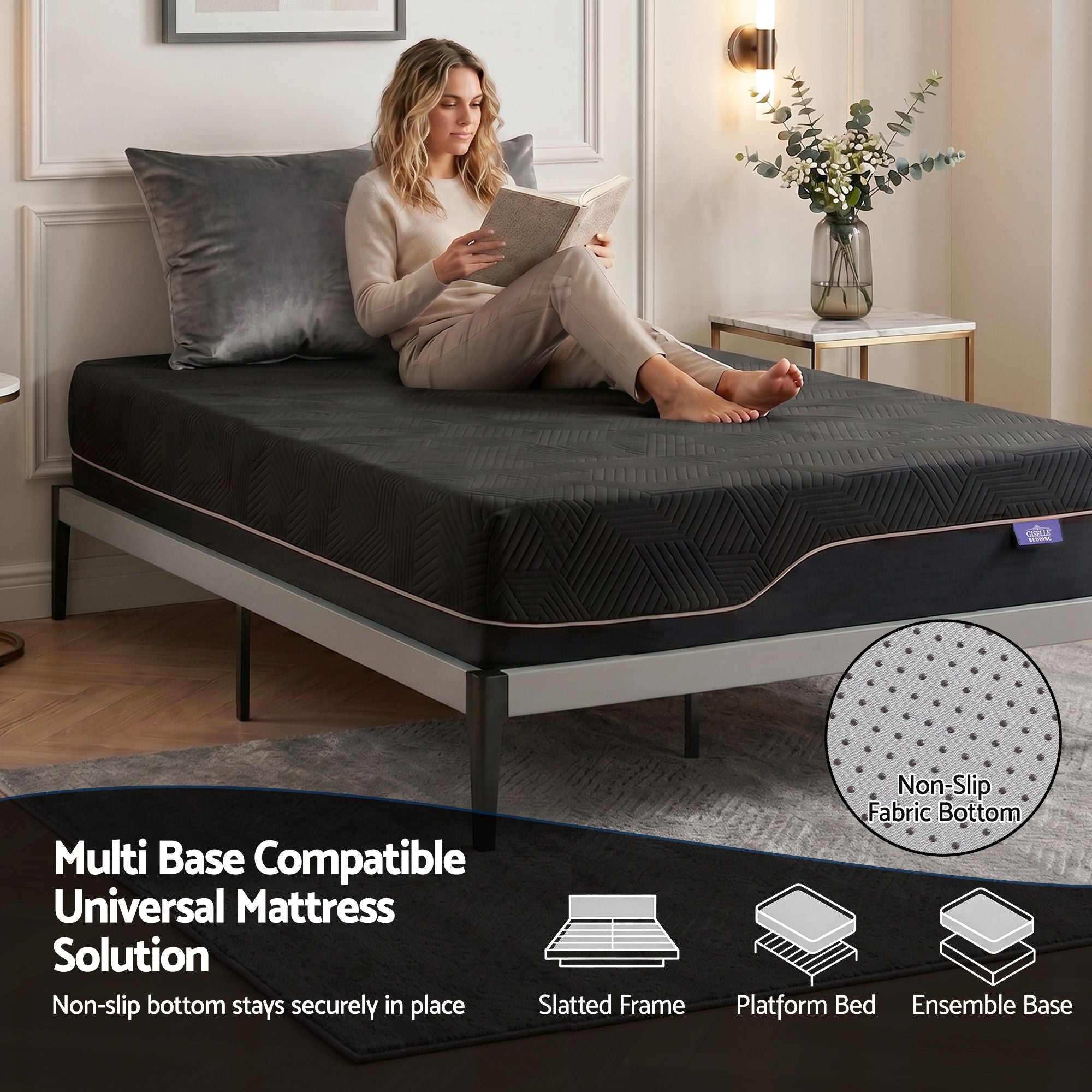 Single 30cm Medium Firm Cooling Memory Foam Mattress with Gel Comfort - Black