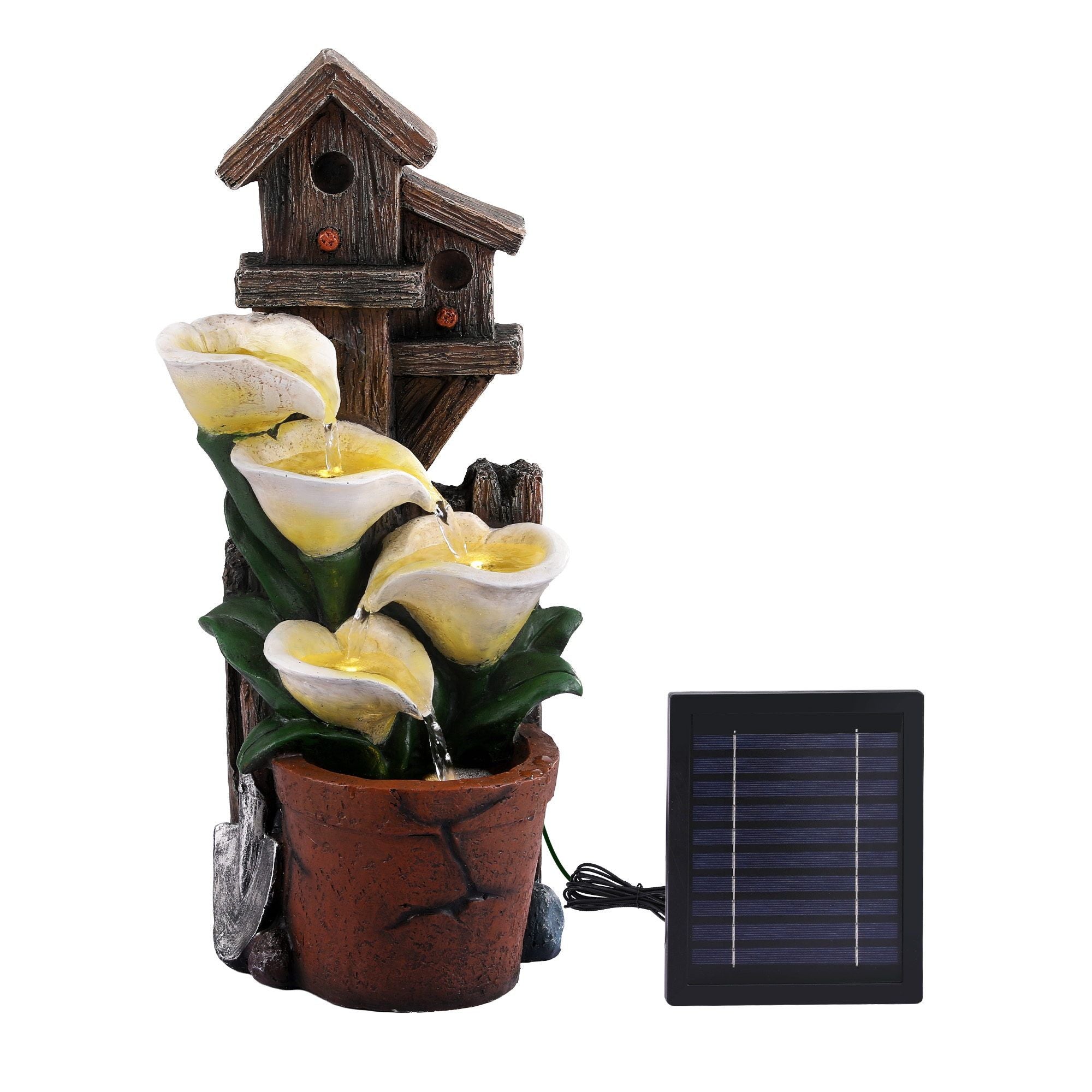 Solar Fountains Water Features 4-Tier Cascading Flower Bowls 55cm