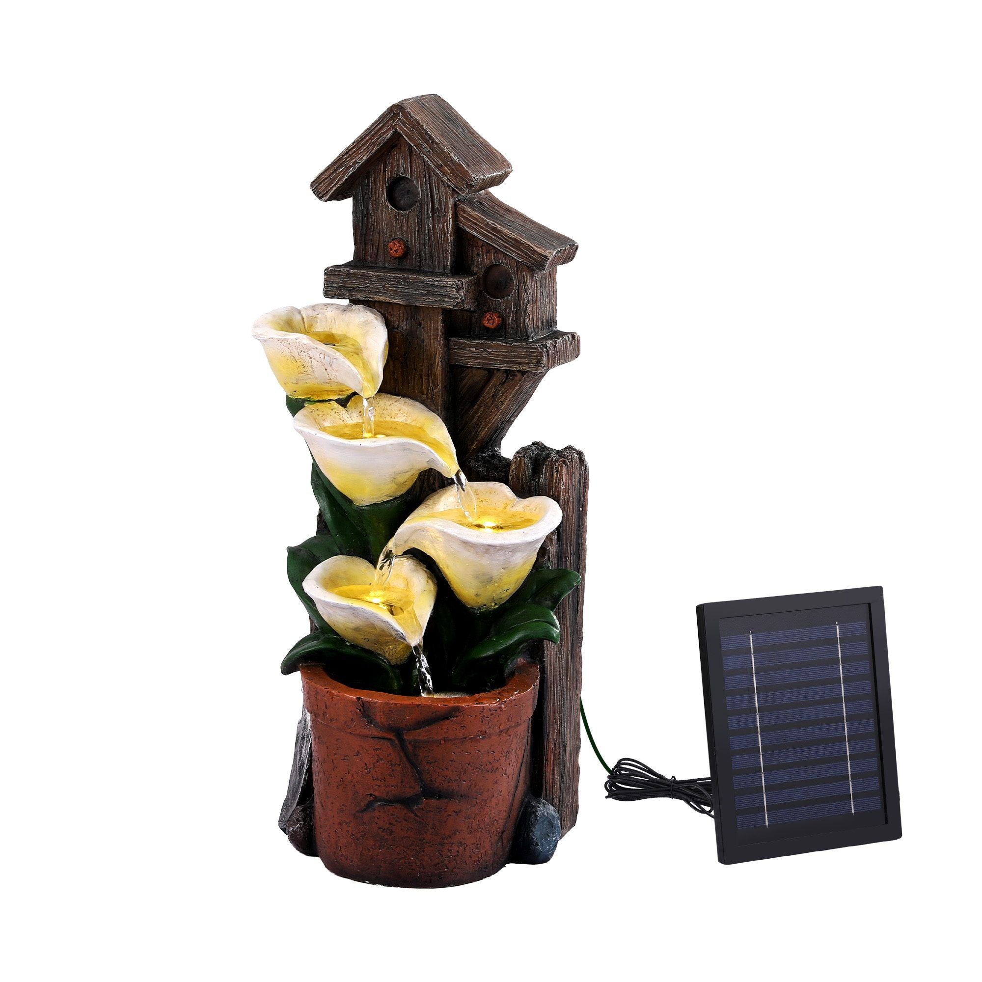 Solar Fountains Water Features 4-Tier Cascading Flower Bowls 55cm