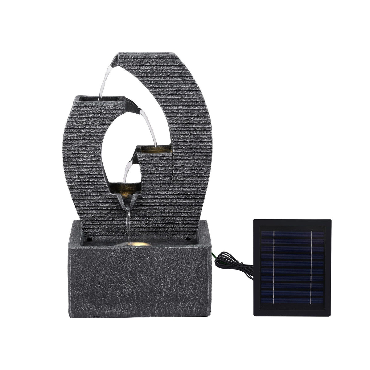 Solar Fountain 5 Levels Cascading Water Feature Resin 50cm Black