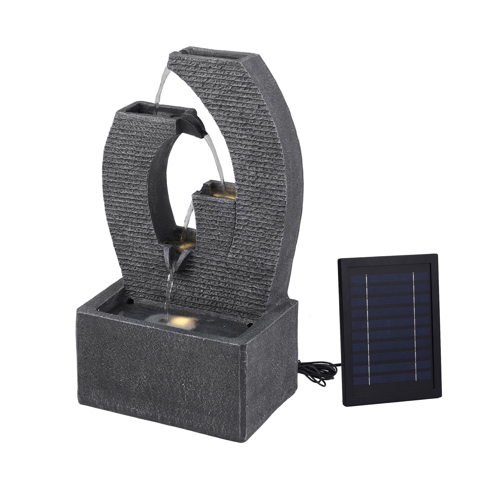Solar Fountain 5 Levels Cascading Water Feature Resin 50cm Black
