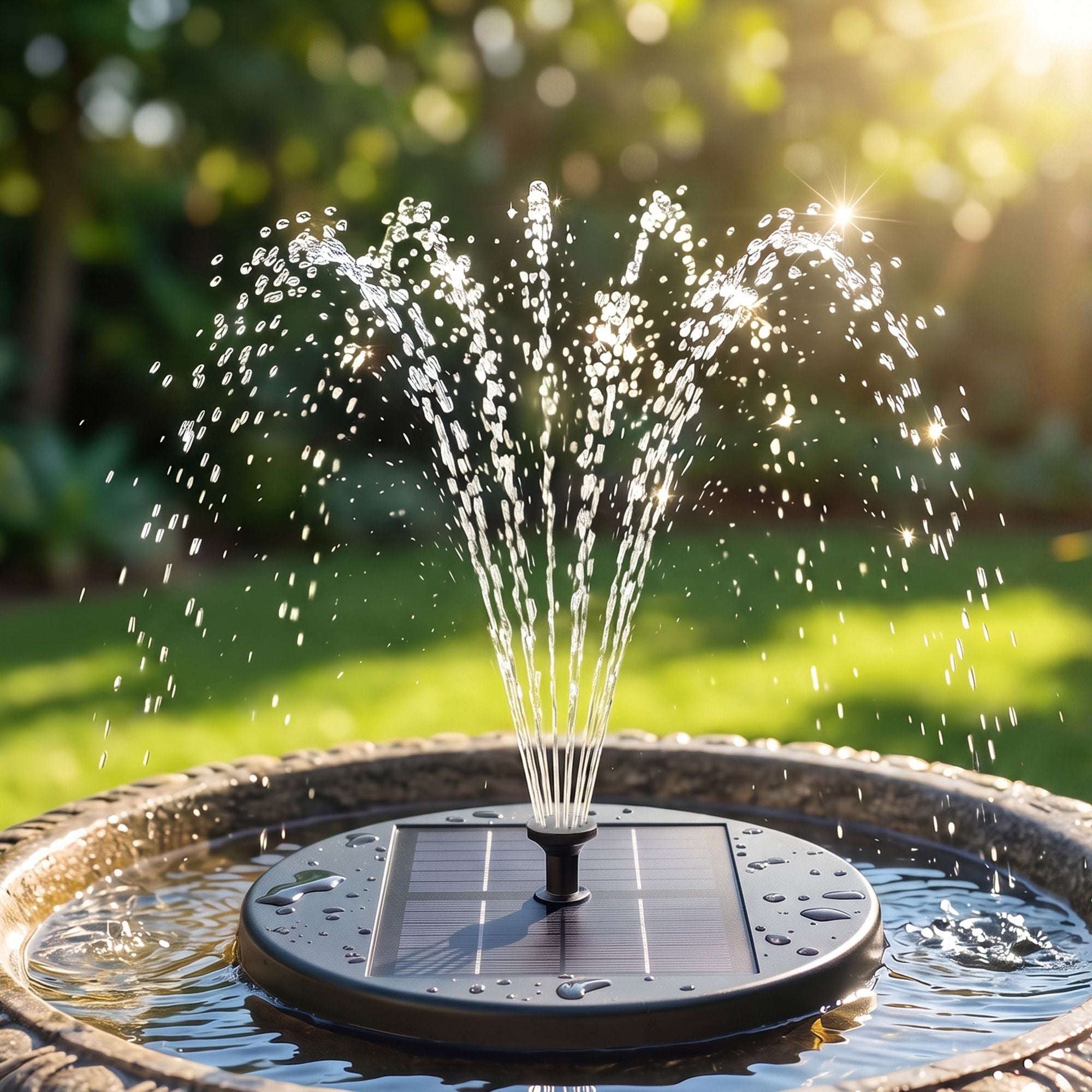 Solar Fountain Pumps Bird Bath Battery Backup LED Remote Black 27cm