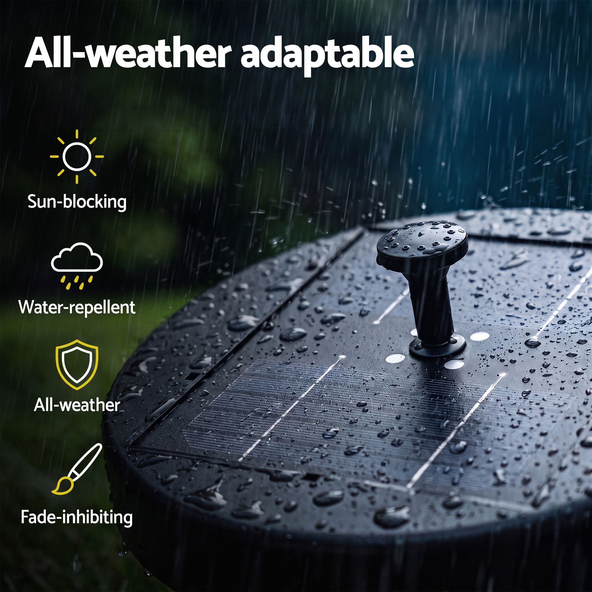 Solar Fountain Pumps Bird Bath Battery Backup LED Remote Black 27cm