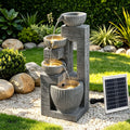 Solar Fountains Water Features Cascading Design Polyresin 80cm Grey