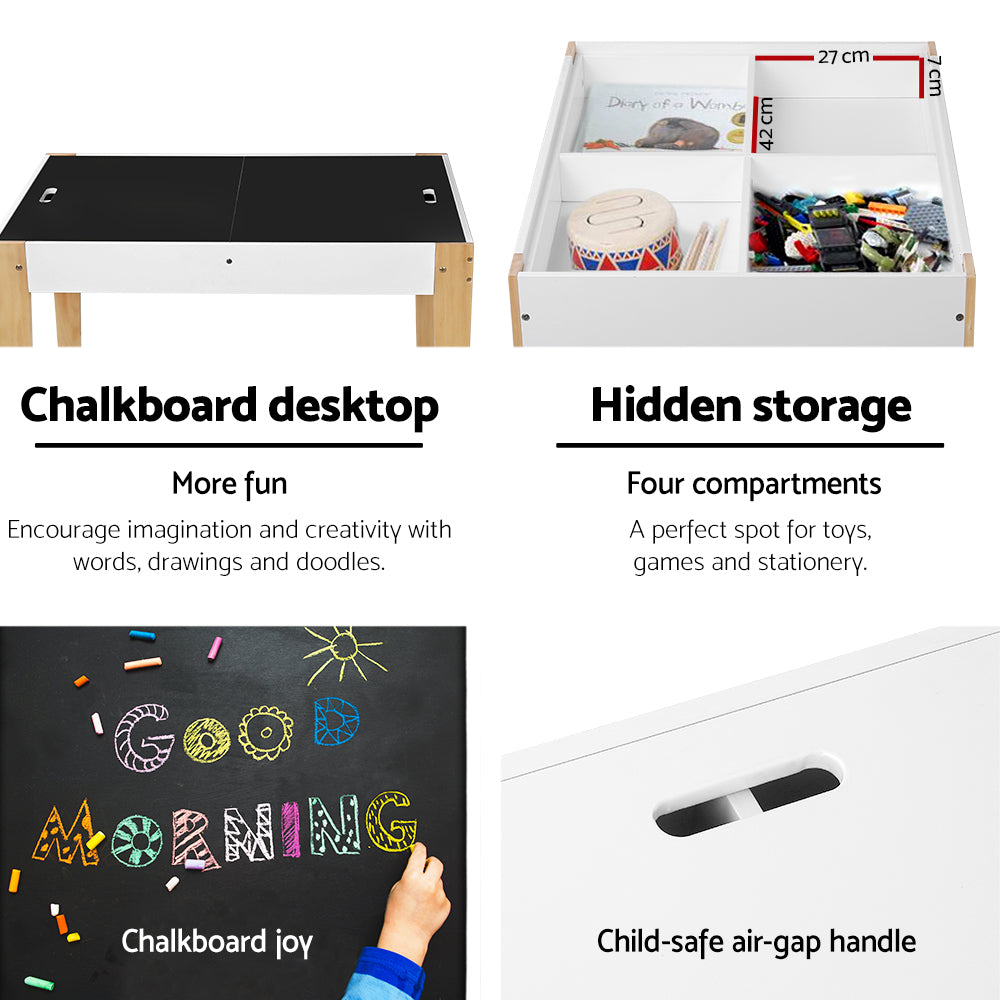 Kids Table and Chair Set Activity Chalkboard Toys Storage Desk Drawing