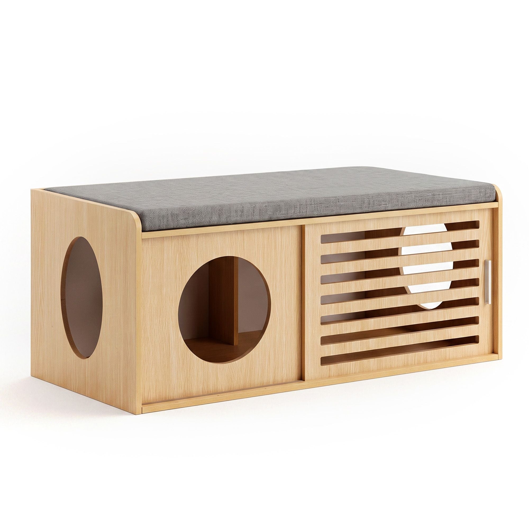 Pet Ottoman Footrest Bench with MDF Frame 100kg Capacity Natural