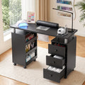 Manicure Table Nail Desk with Built-in Dust Collector Beauty Salon Station Drawers Shelves Wrist Cushion Wheels Black