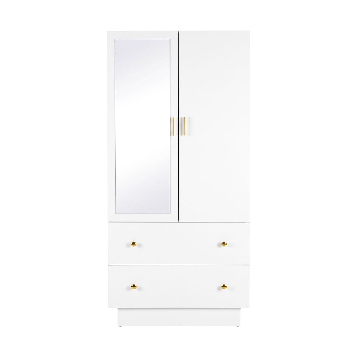 LED Wardrobe Cabinet with Mirror, 2 Drawers & Hanging Rail