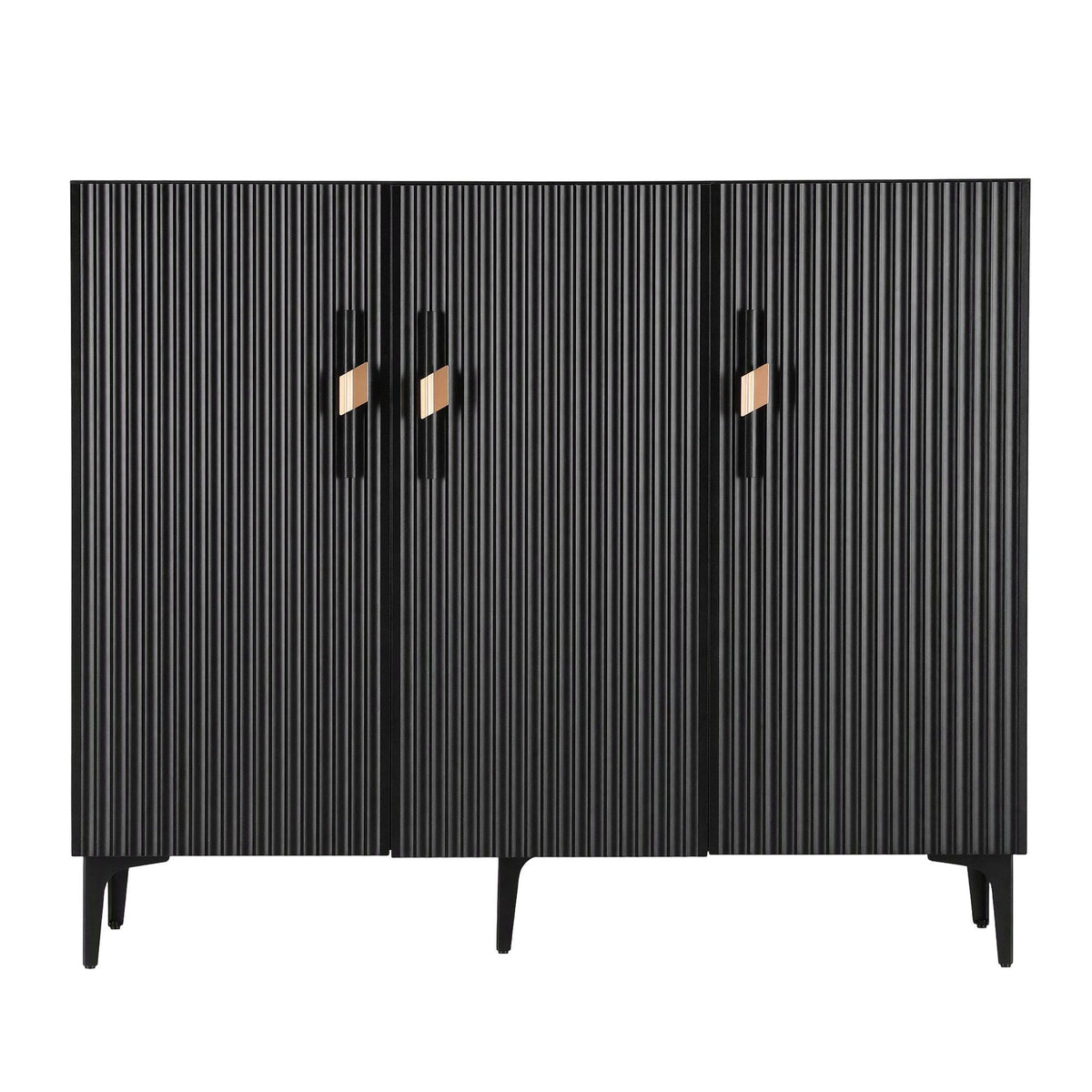 Shoe Cabinet with Fluted Design and Soft-Close Hinges for 25 Pairs - Black