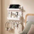 Bedside Shelf Wall Mount Organizer with No-Drill Self-Adhesive Floating Nightstand Caddy for Storage and Room Decor