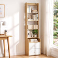 6 Tier Bookshelf with 2 Drawers Storage Shelf - Pine