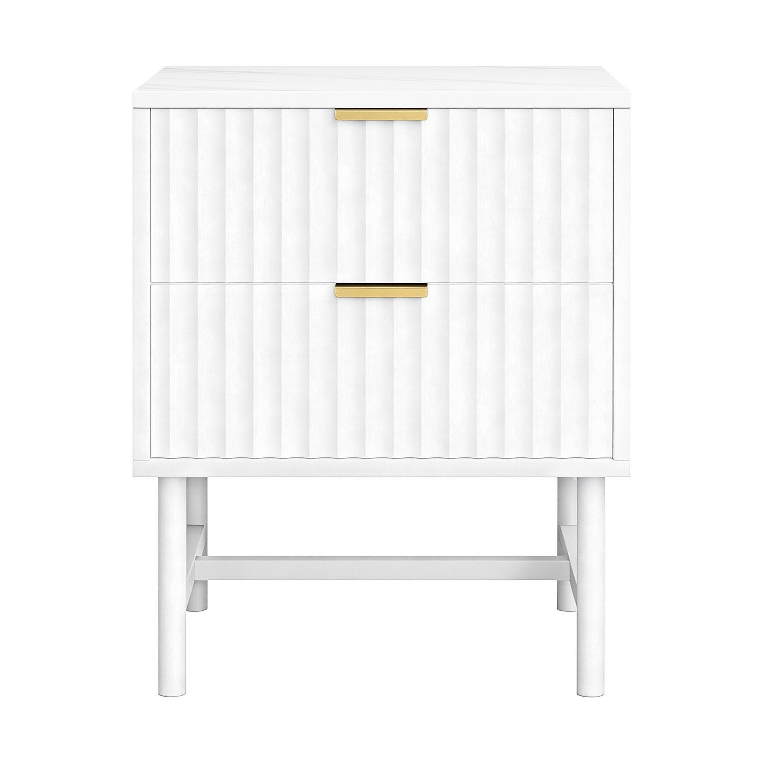 2X Bedside Table White Nightstand 2 Drawers