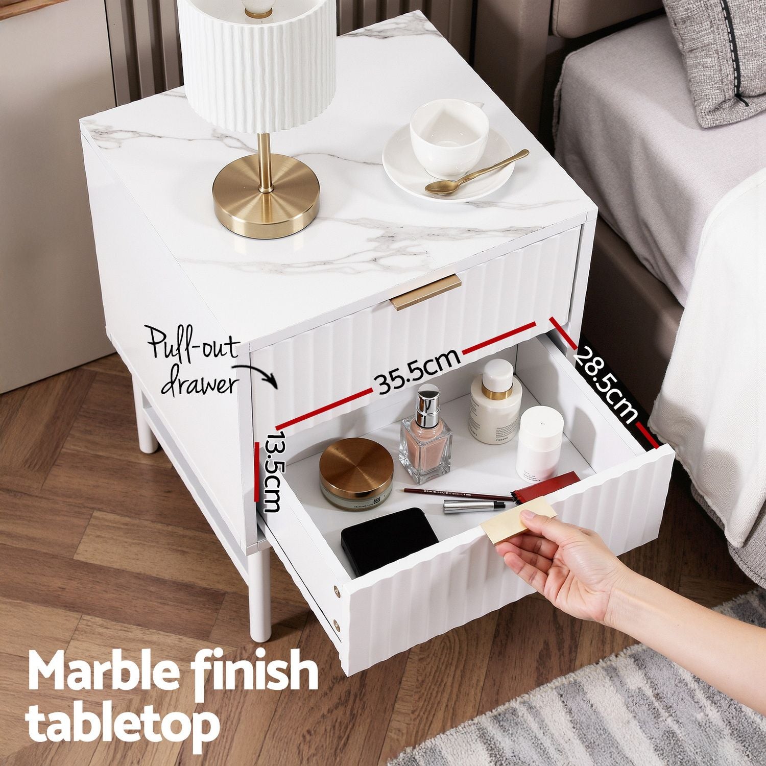2X Bedside Table White Nightstand 2 Drawers