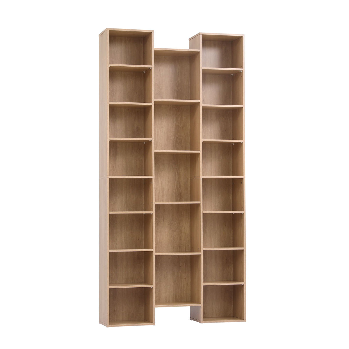 Tall 8-Tier Bookshelf Display Shelves CD DVD Storage Rack - Oak