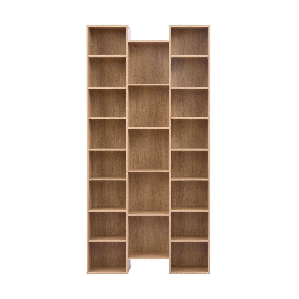 Tall 8-Tier Bookshelf Display Shelves CD DVD Storage Rack - Oak