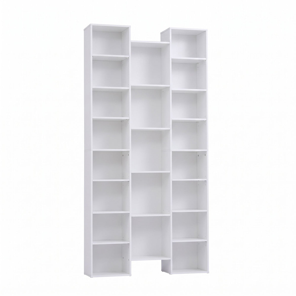 Tall 8-Tier Bookshelf Display Shelves with Adjustable Storage - White