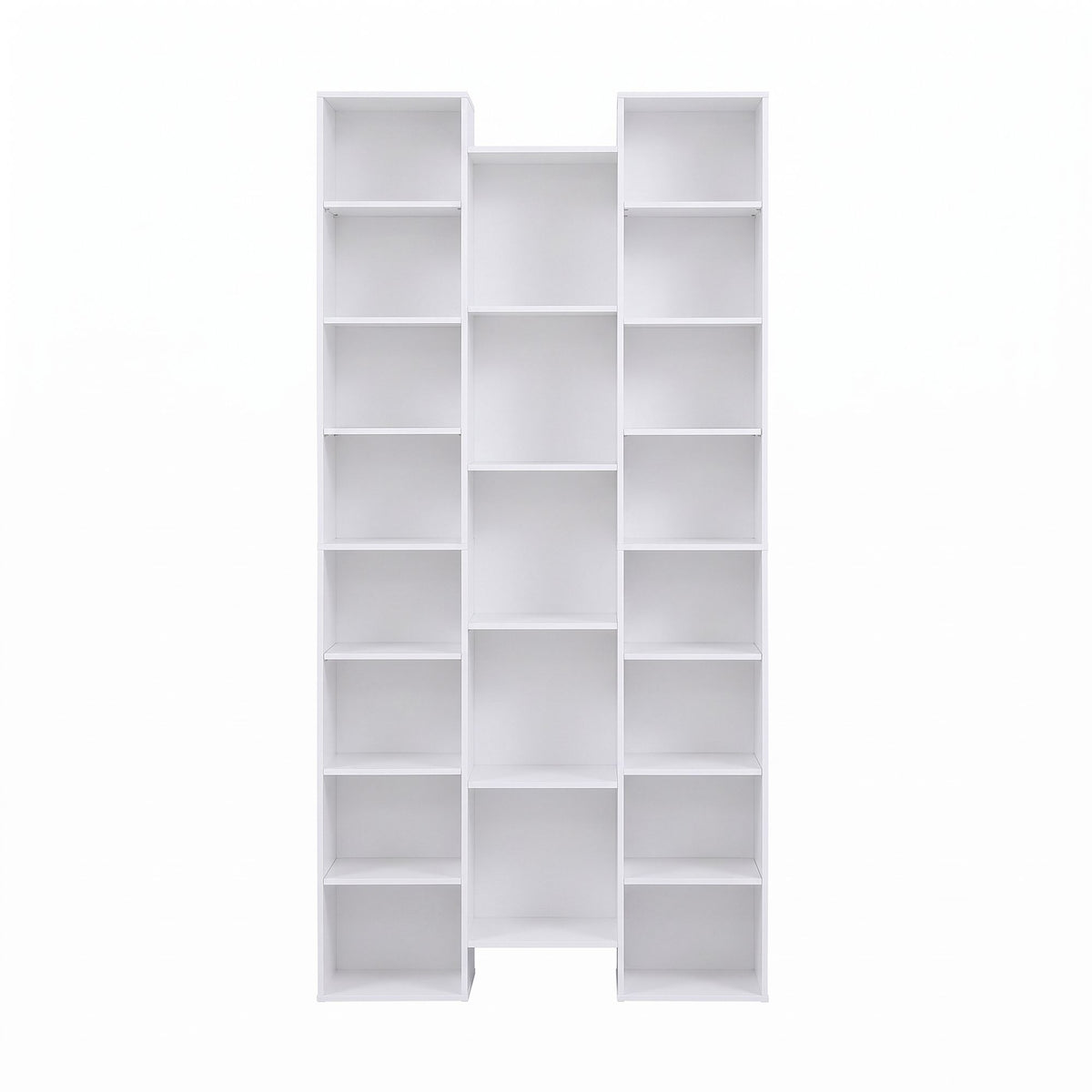 Tall 8-Tier Bookshelf Display Shelves with Adjustable Storage - White