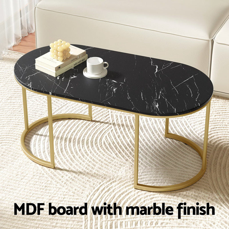 Coffee Table Marble Effect Black