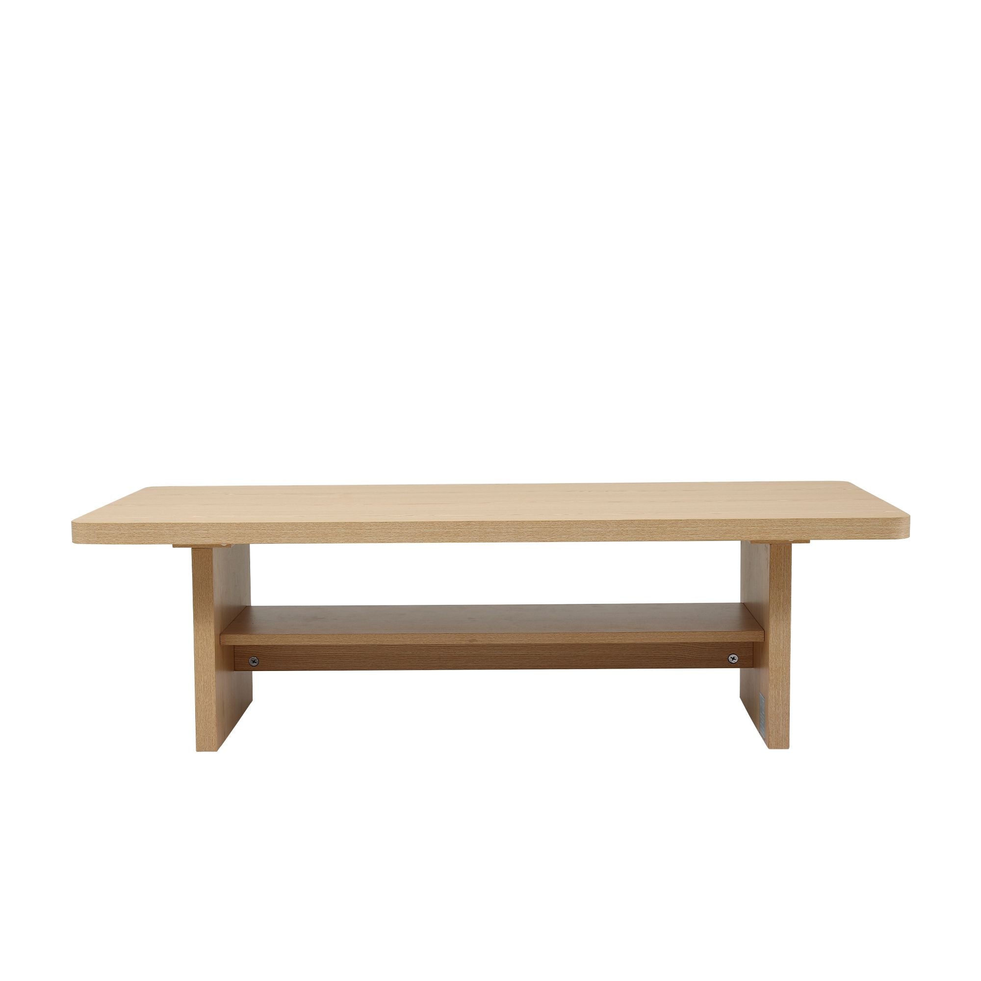 Coffee Table 110cm Center Table with 2-Tier Open Storage Shelf - Pine