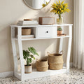 Console Table with Drawer and Shelves 100cm for Entryway Hallway Sofa Side - White
