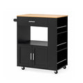 Kitchen Island Trolley with Rolling Serving Cart, Storage Shelf, and Towel Rack - White Pine
