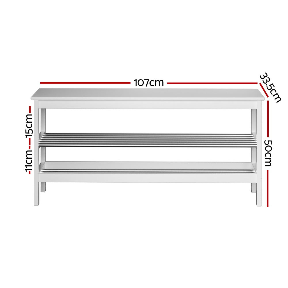 Shoe Rack Cabinet Bamboo Bench 10 Paris White