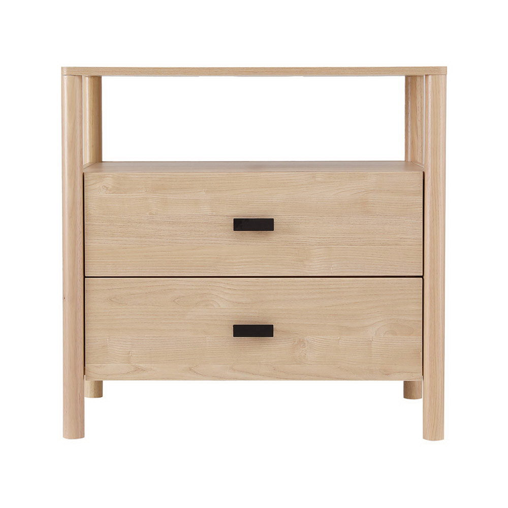 Bedside Table Nightstand 2 Drawers - Pine