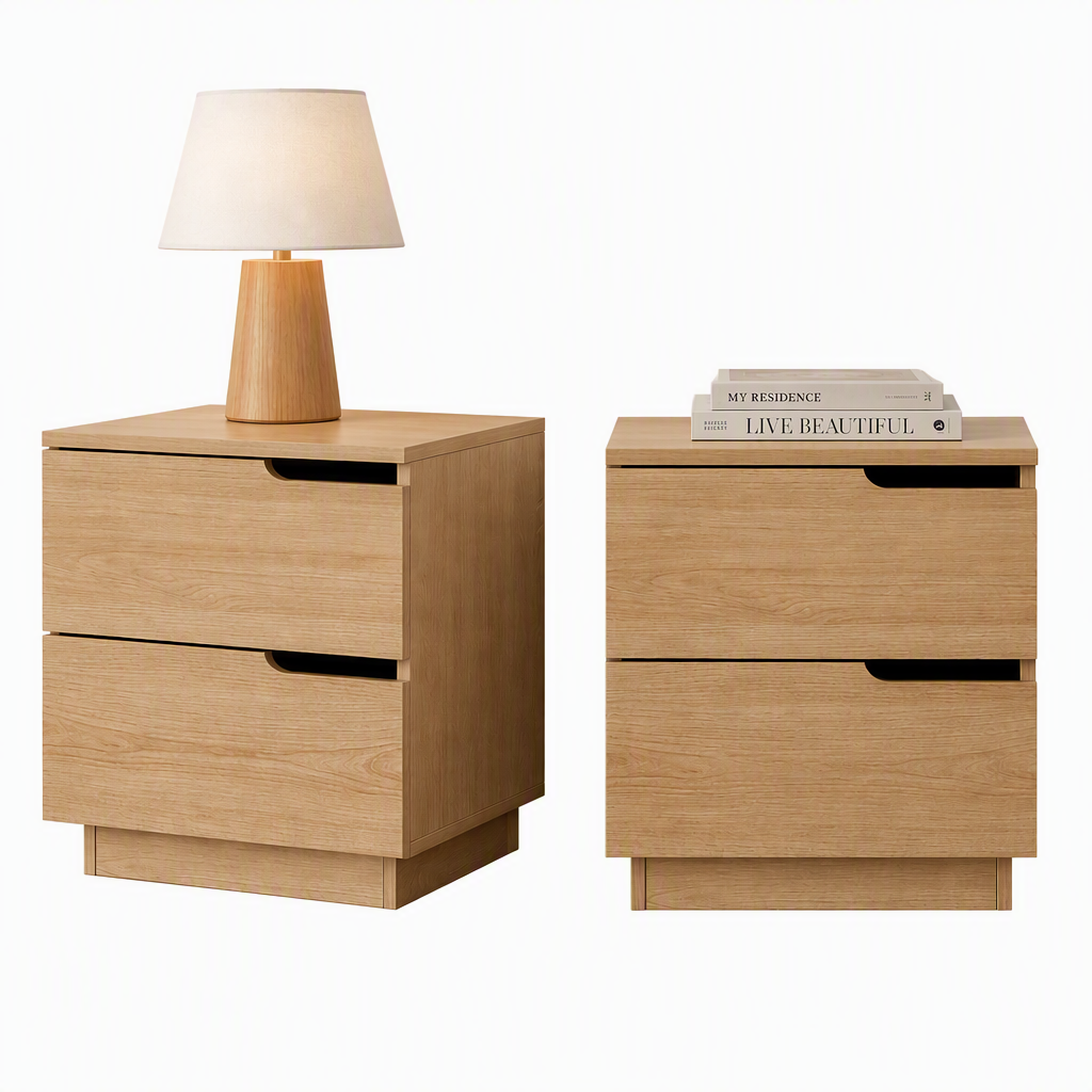 2X Bedside Table 2 Drawers Nightstand Pine