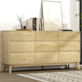 9 Drawer Lowboy Storage Dresser Oak