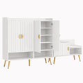 Shoe Cabinet Bench Set Adjustable Shelf Hallway Living Room White
