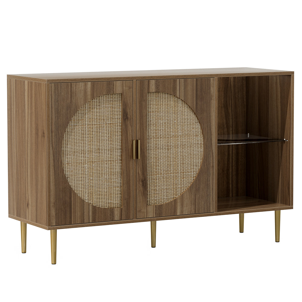 Rattan Buffet Sideboard Storage Display Dark Oak