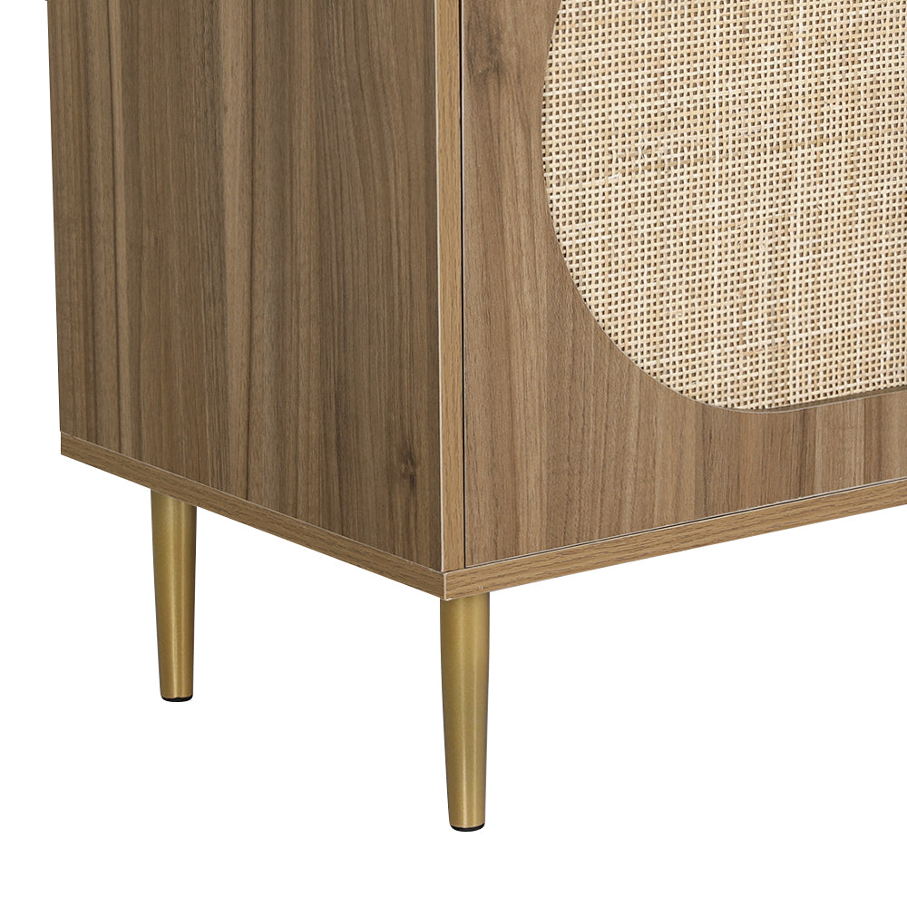 Rattan Buffet Sideboard Storage Display Dark Oak