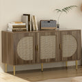 Rattan Buffet Sideboard Storage Cupboard 120CM Dark Oak