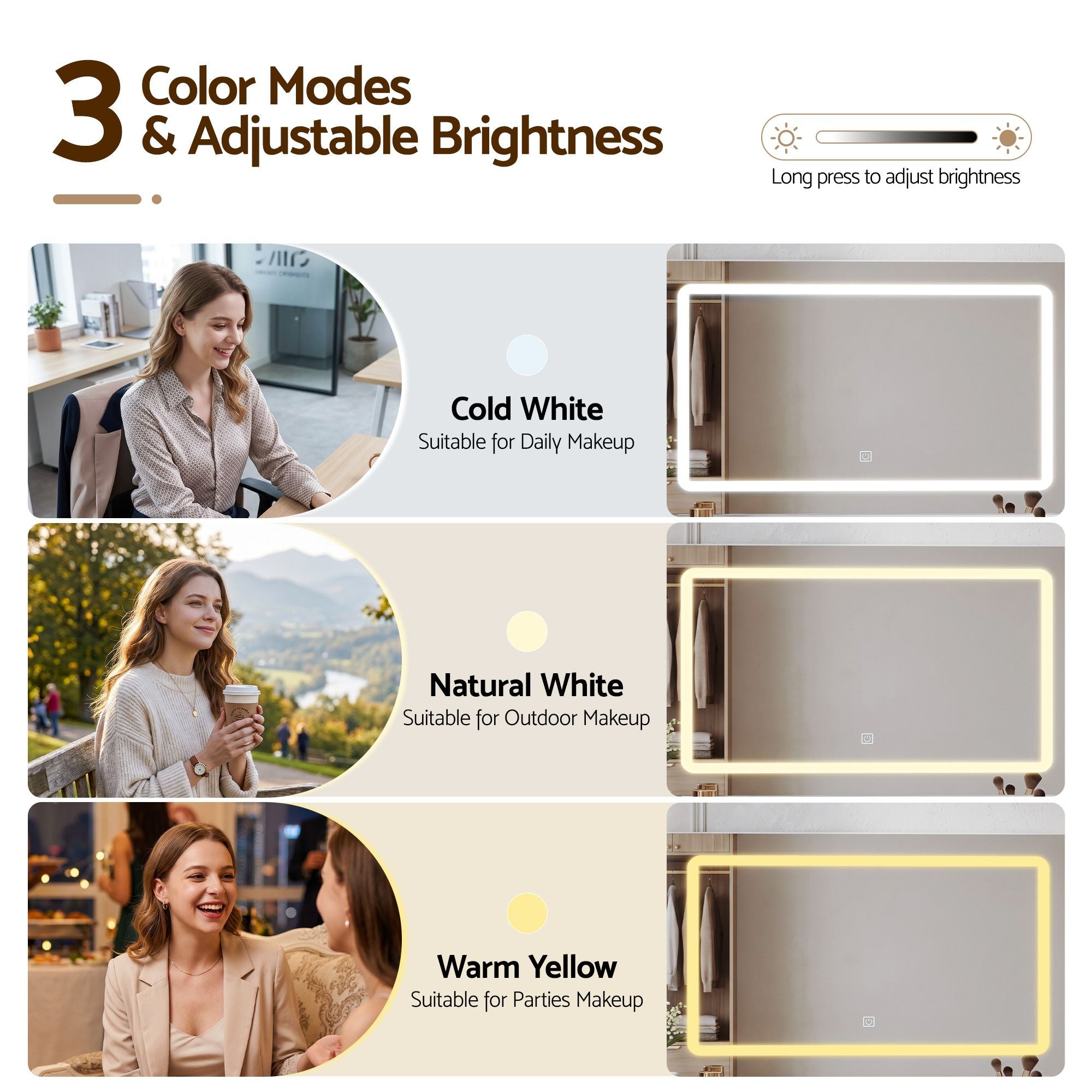 Dressing Table Makeup Vanity Desk Large LED Mirror 10 Drawers Power Outlet Hair Dryer Holder Hook Wood